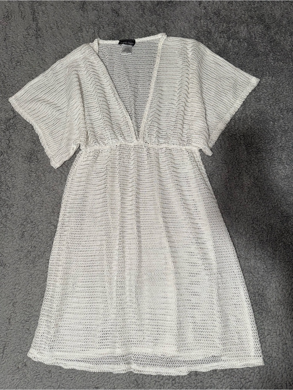 Jordan Taylor White Knit V-Neck Beach Cover-Up